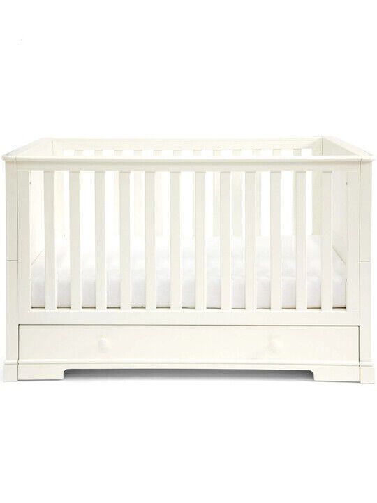 Oxford Wooden Cot & Toddler Bed with Storage - White