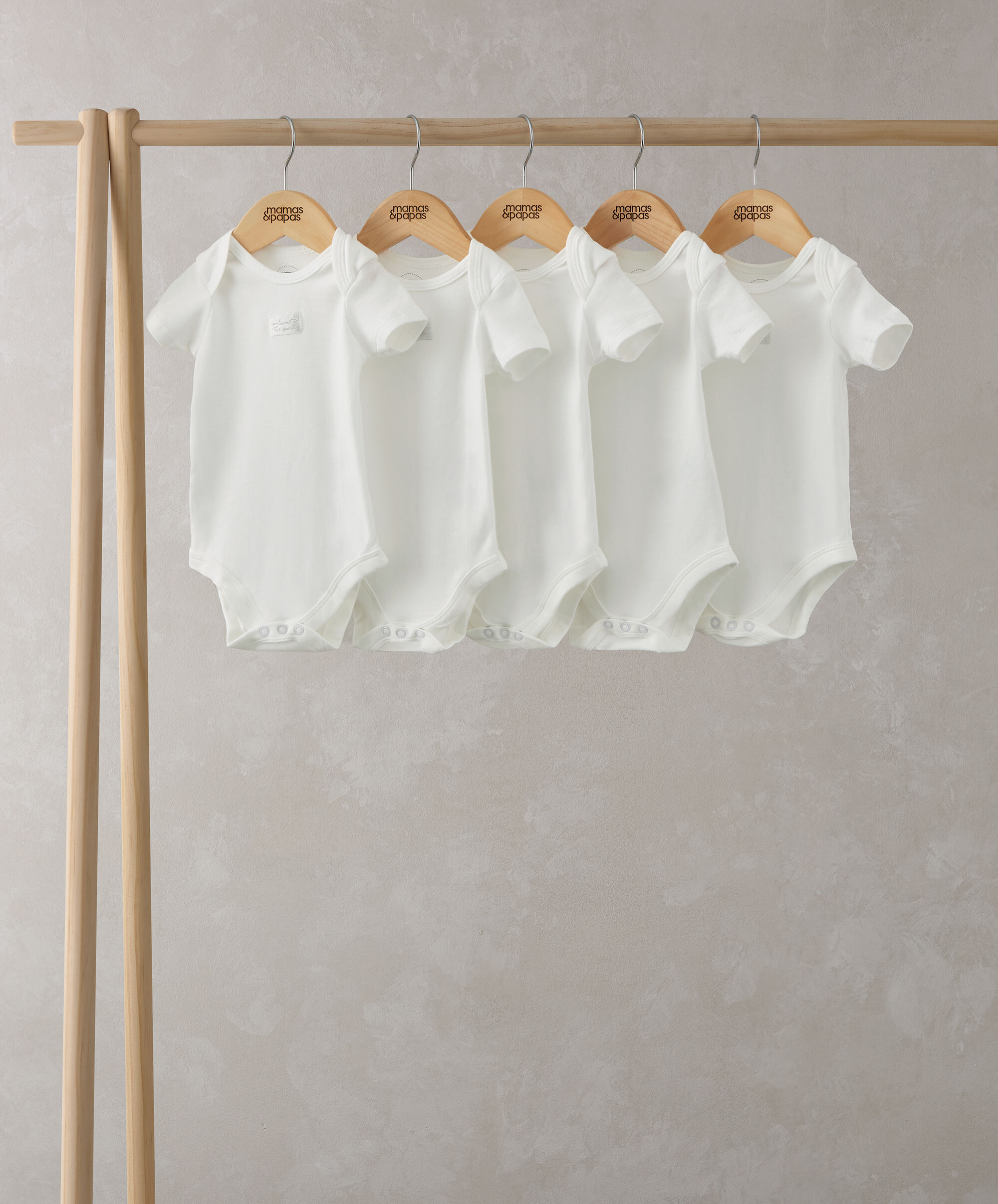5 pack White Organic Short-sleeved Bodysuits