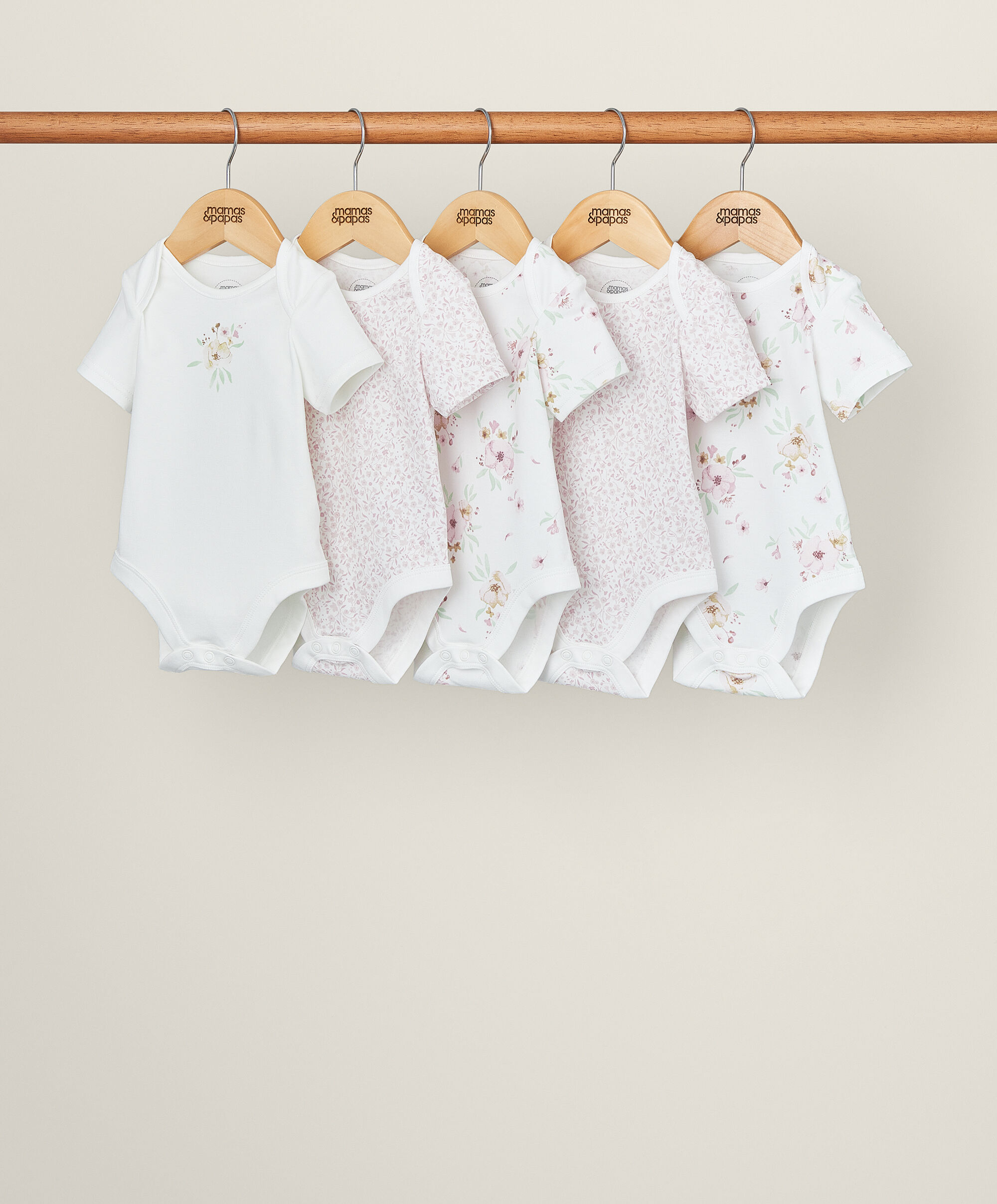 Flower Bodysuits (Set of 5) - Pink